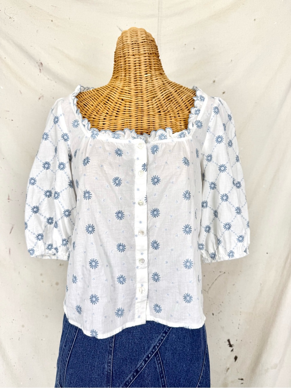 Sezane Embroidered Peasant Blouse - Picture 6 of 8